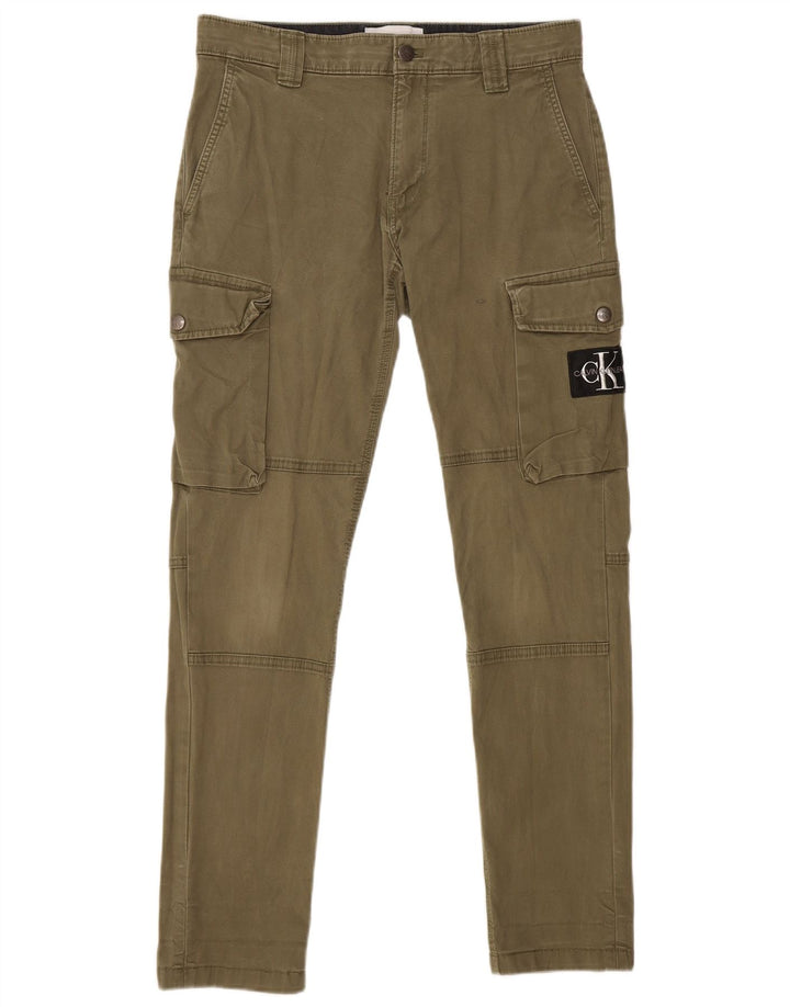 CALVIN KLEIN Herren Slim Cargohose W29 L29 Khaki Baumwolle