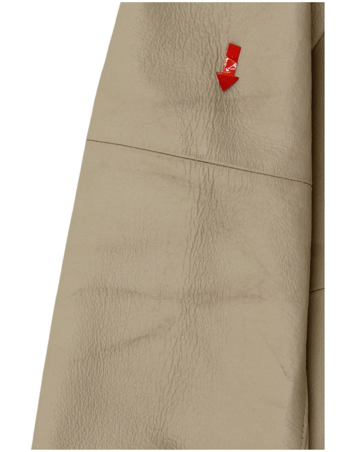 Vintage Damen Ledermantel UK 12 Medium Beige Leder
