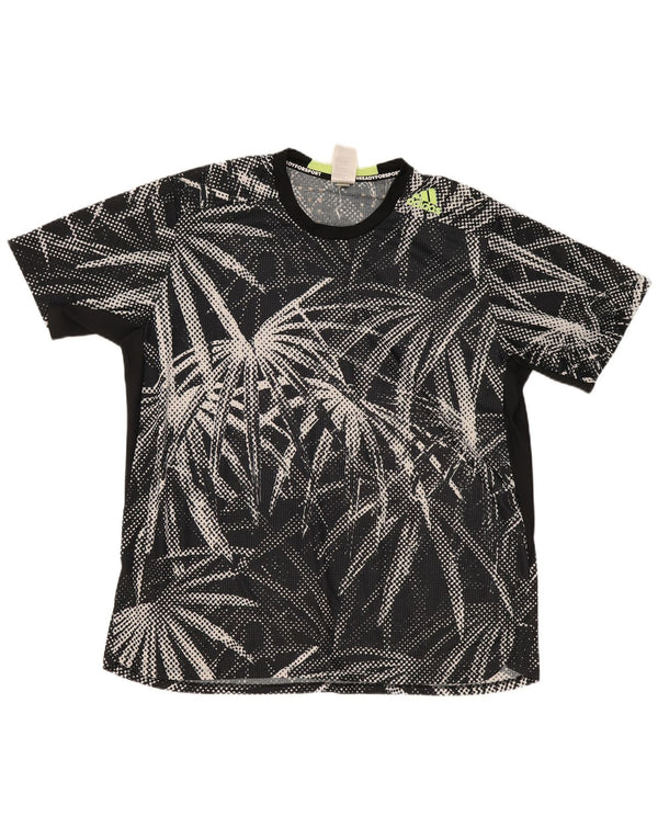 Adidas Herren T-Shirt Top 2XL Schwarz Floral Polyester