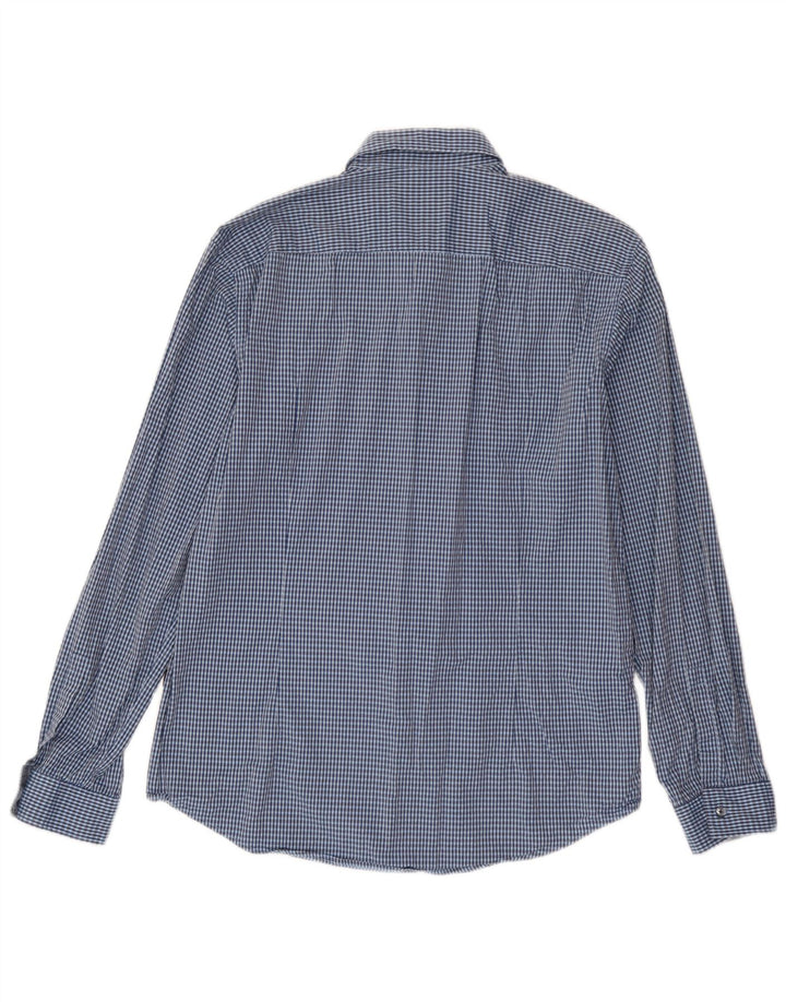 Hugo Boss Herren-Slim-Fit-Hemd, groß, blau kariert, Baumwolle