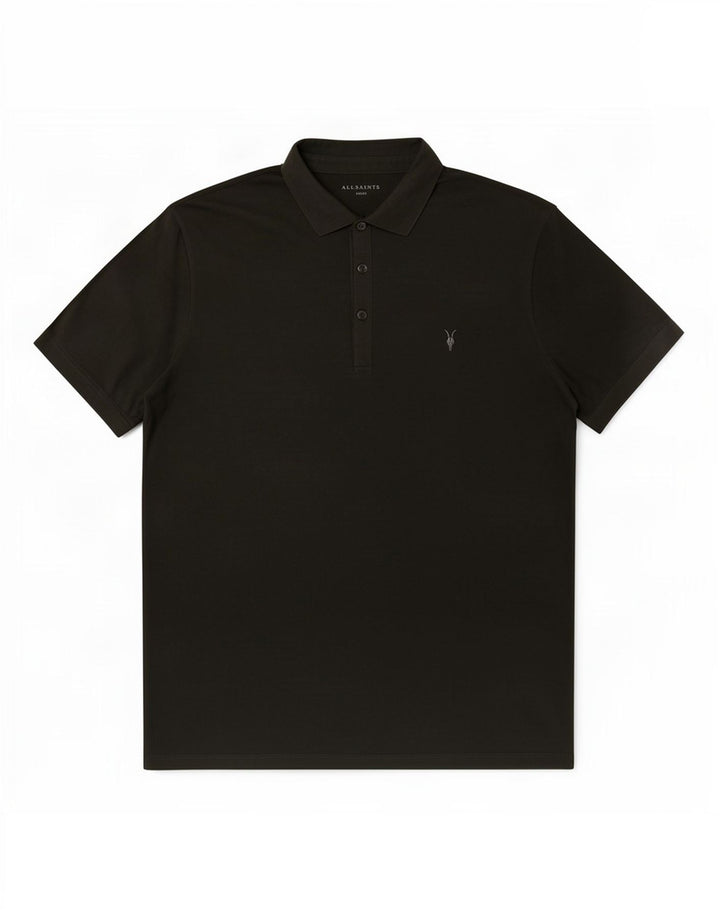 All Saints Herren-Poloshirt, groß, Khaki, Baumwolle