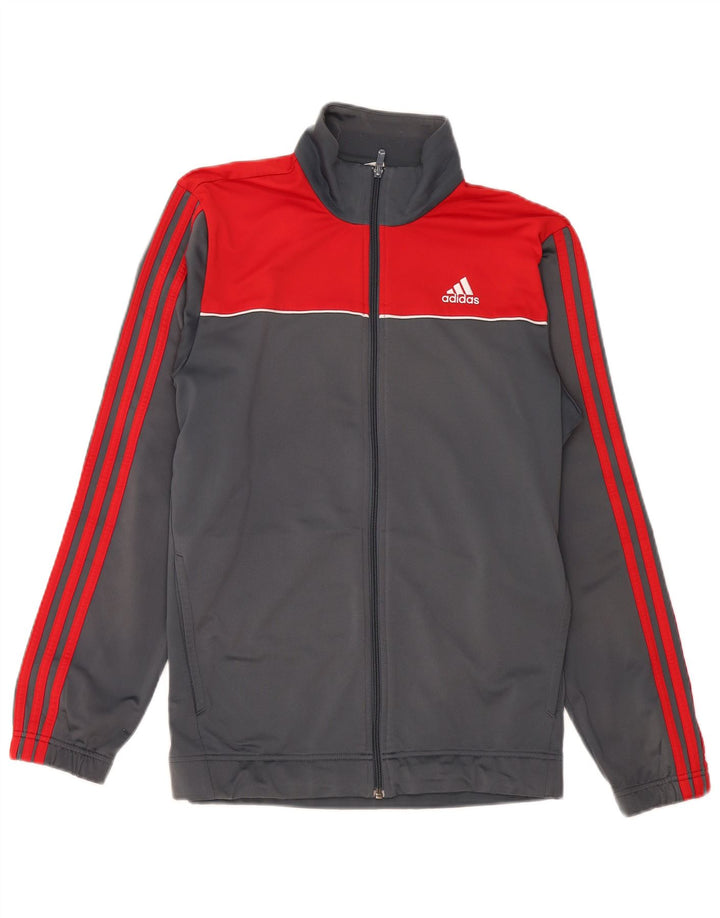 ADIDAS Herren-Trainingsanzug-Top-Jacke aus mittelgrauem Colourblock-Polyester