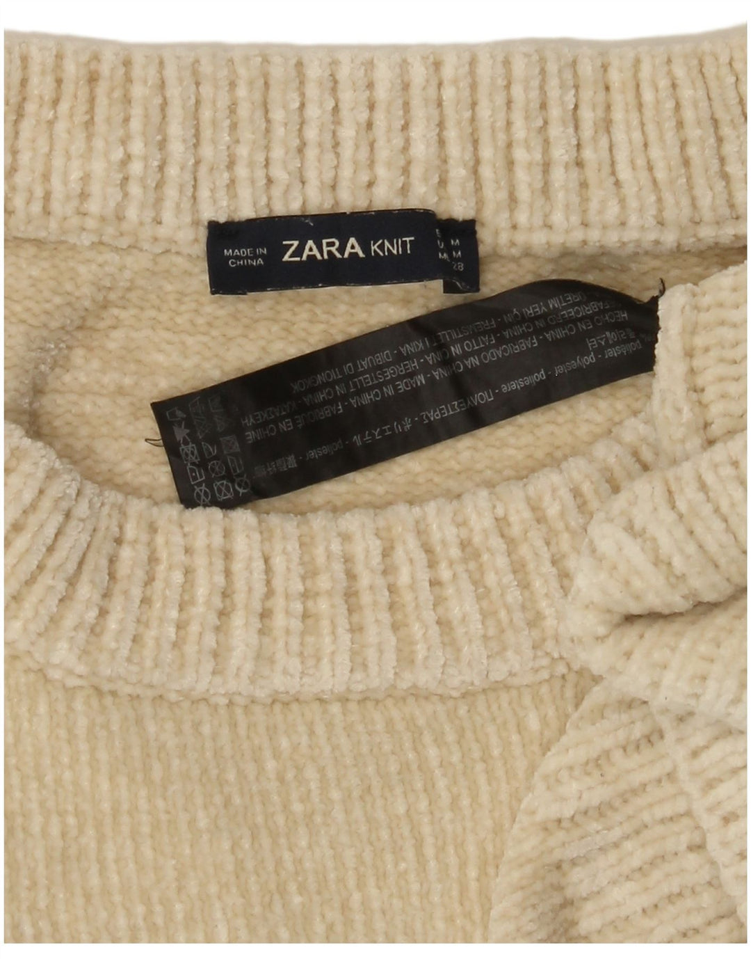 ZARA Damen-Pullover, übergroß, U-Boot-Ausschnitt, Gr. 14, Mittelbeige