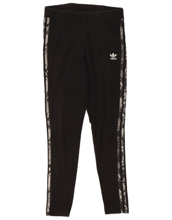 Adidas Damen-Leggings, mittelgroß, Schwarz, Animal-Print, Baumwolle, Sport
