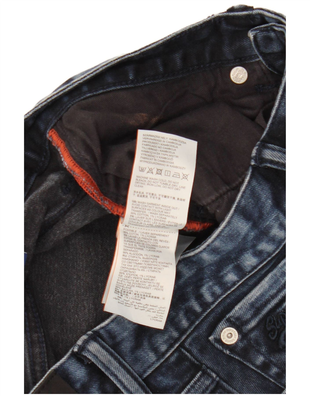 Superdry Herren-Jeansshorts W32 aus mittelblauer Baumwolle in Marineblau
