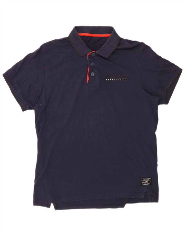 JACK & JONES Herren-Poloshirt, große marineblaue Baumwolle