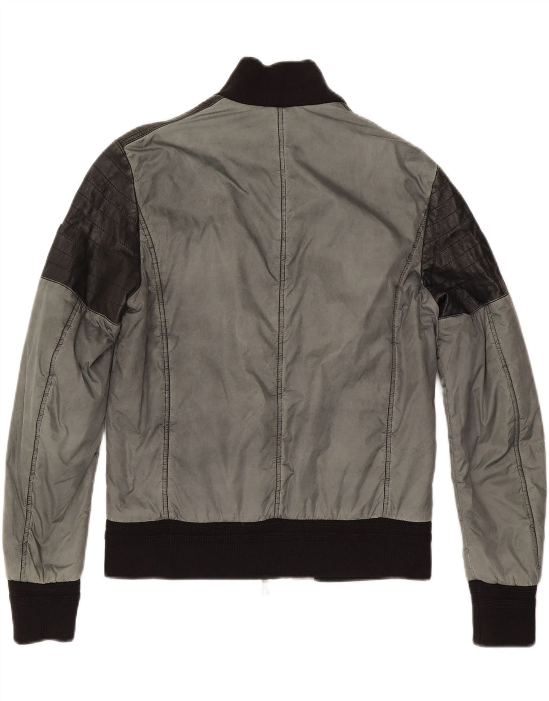 Vintage Herren Slim Bomberjacke EU 50 Großes graues Colourblock-Nylon