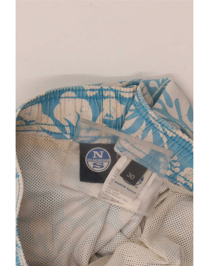 North Sails Herren-Badeshorts aus mittelblauer Baumwolle mit Blumenmuster
