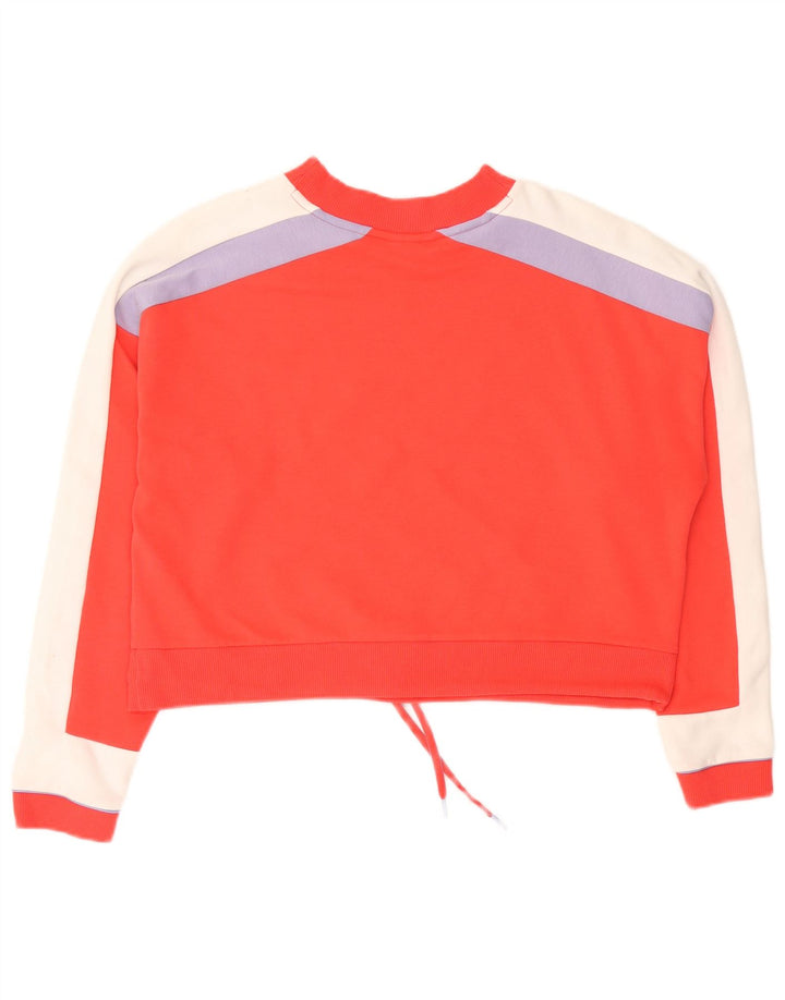 Puma Womens Crop Graphic Sweatshirt Pullover UK 14 Mittelroter Farbblock