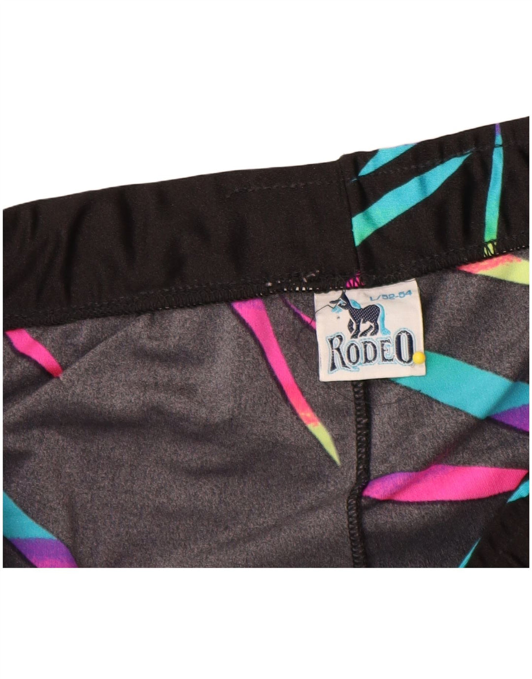 Rodeo Damen Leggings UK 14 Großes schwarz gestreiftes Nylon