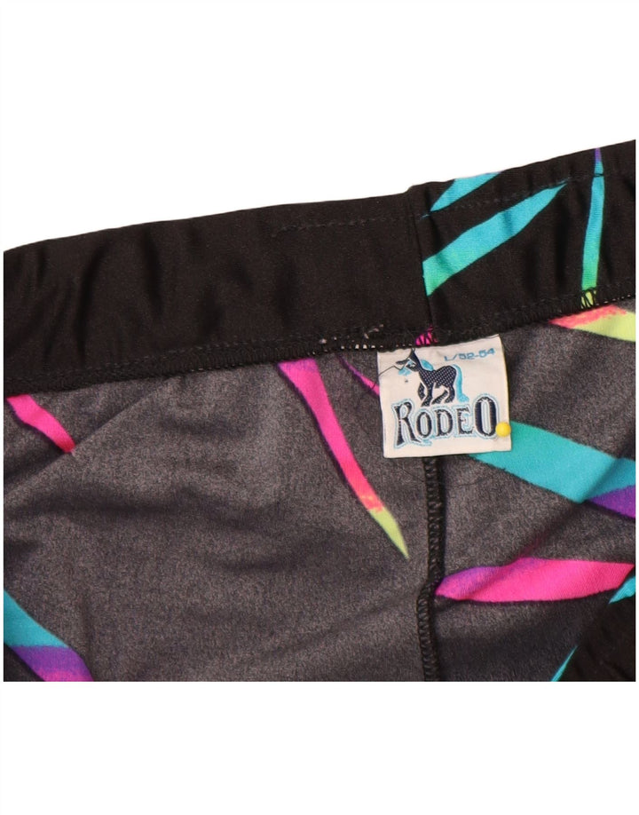 Rodeo Damen Leggings UK 14 Großes schwarz gestreiftes Nylon