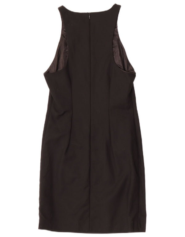 Zara Damen Ärmelloses Etuikleid UK 12 Medium Schwarz Baumwolle