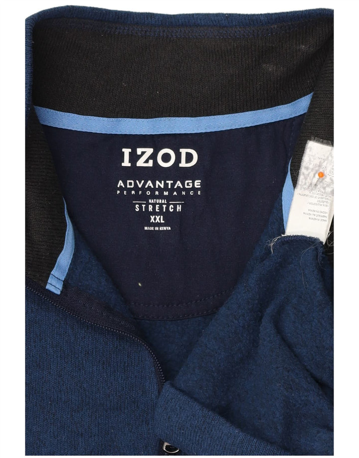 IZOD Herren-Sweatshirt mit Reißverschluss am Hals, 2XL, marineblau meliertes Polyester