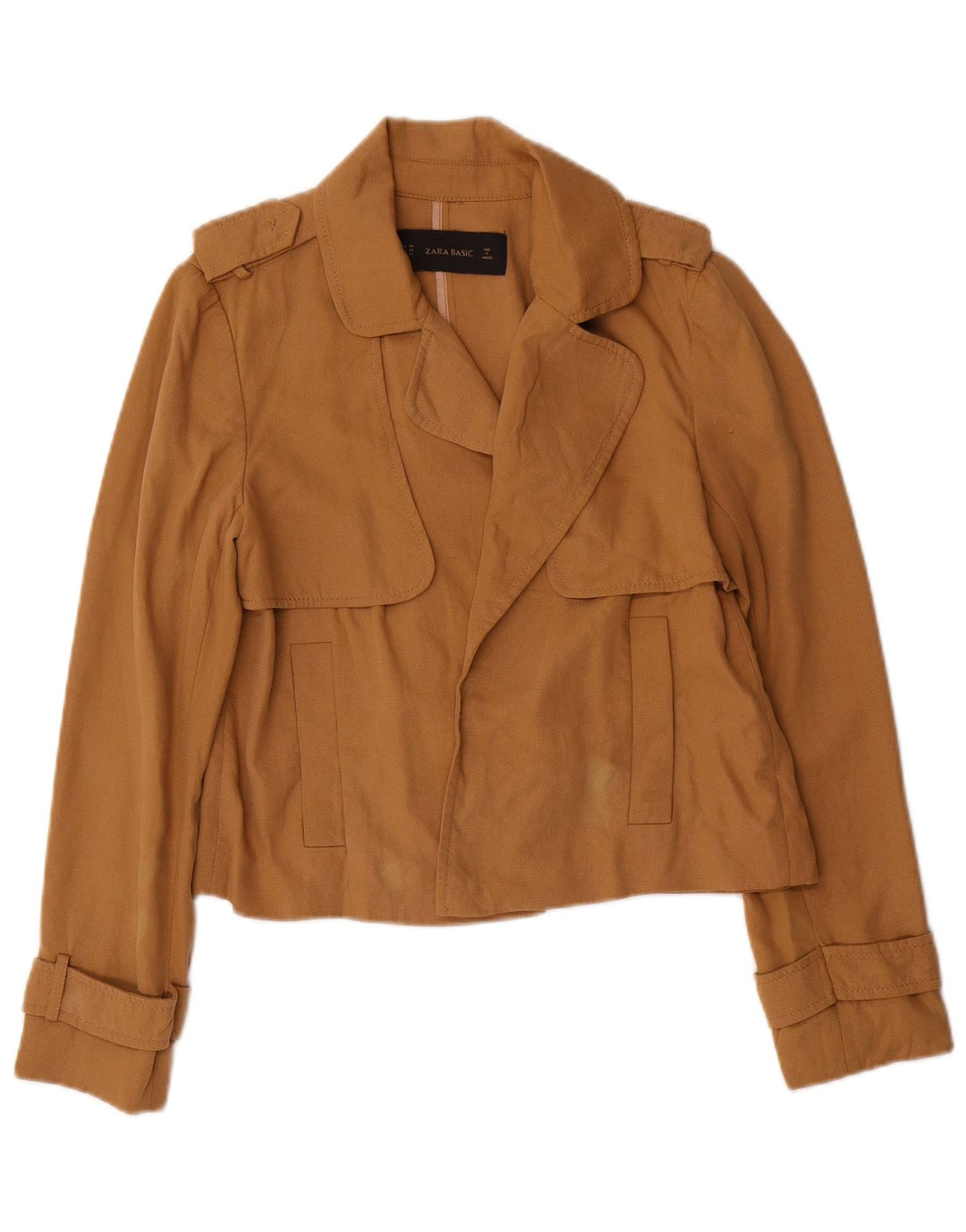 Zara Womens übergroße Crop Open Blazer Jacke UK 6 XS braun Lyocell