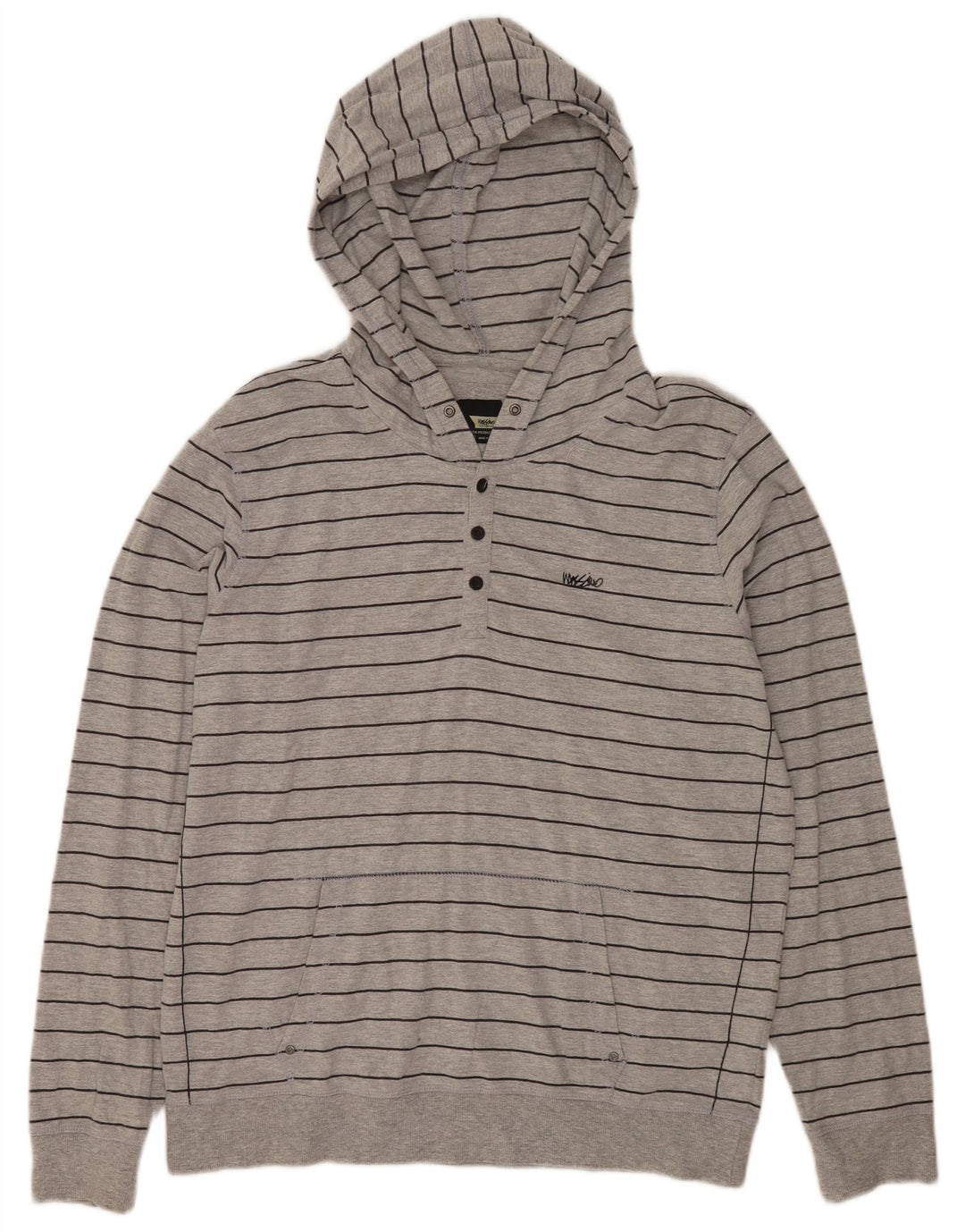 Mossimo Herren Kapuzenpullover XL grau gestreift aus Baumwolle