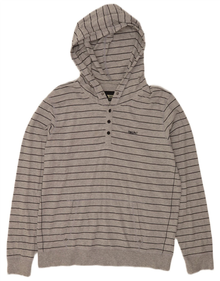 Mossimo Herren Kapuzenpullover XL grau gestreift aus Baumwolle
