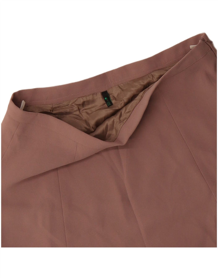 BENETTON Damen A-Linien-Rock UK 14 Large W34 Pink Floral Polyester