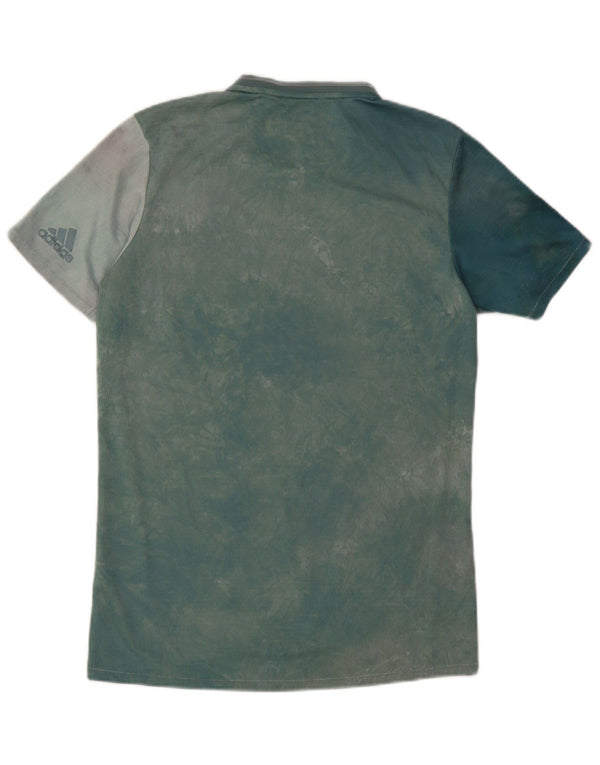Adidas Damen Climalite Lauf-T-Shirt Top UK 10 Small Grün Tie Dye