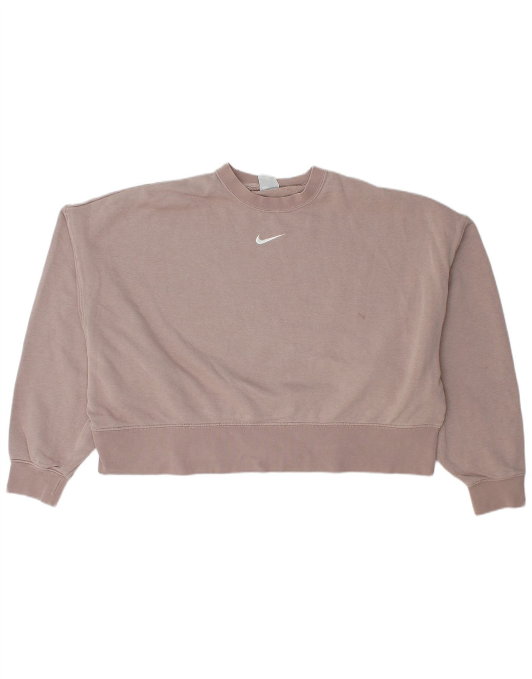 Nike Womens Crop Oversized Sweatshirt Pullover UK 14 Mittelrosa Baumwolle