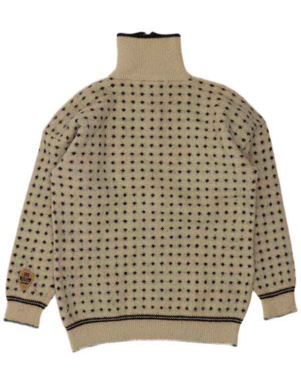 Windfjord Herren-Pullover mit Reißverschluss, XL, beige, geometrische Schurwolle