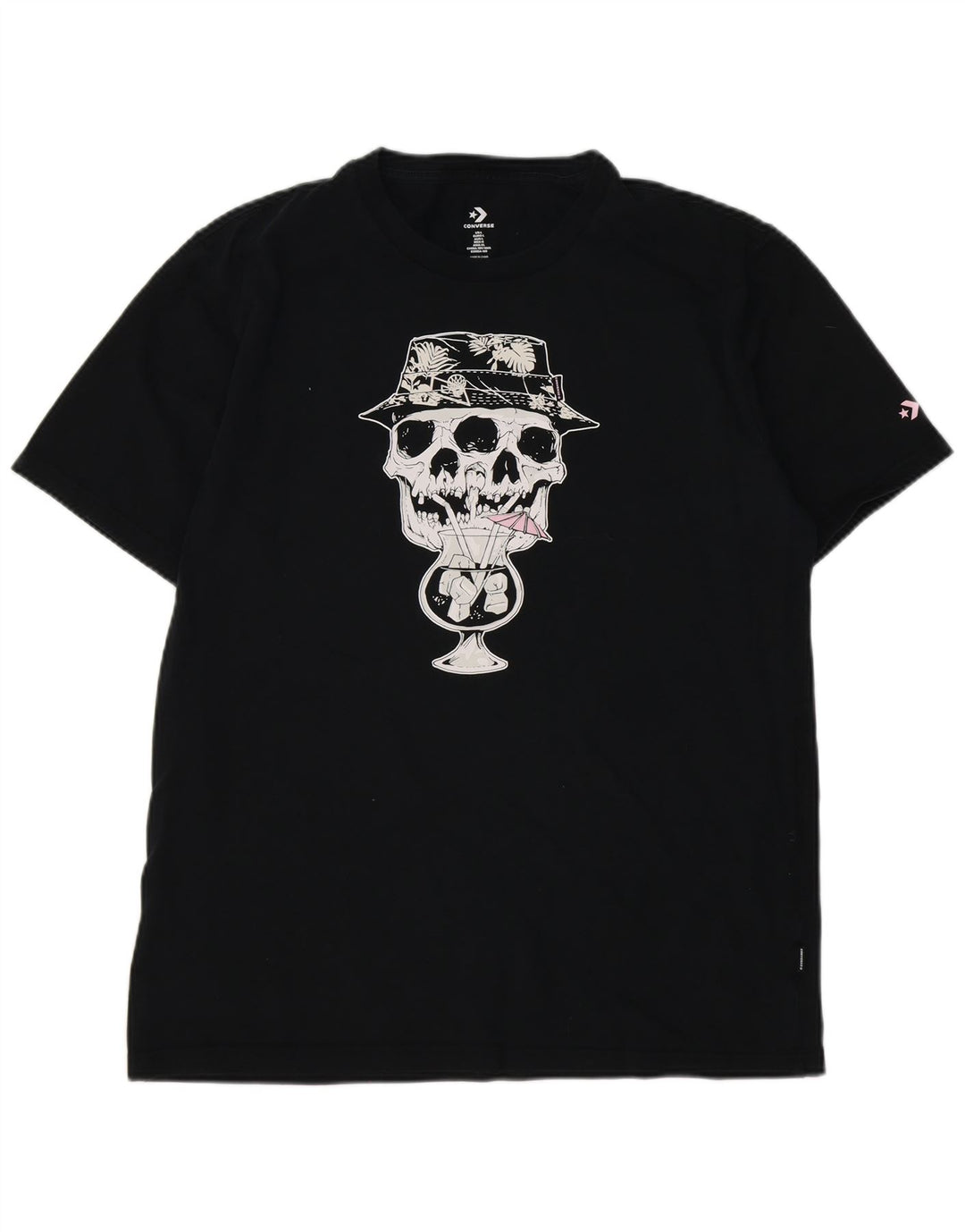 CONVERSE Mens Graphic T-Shirt Top Large Black Cotton