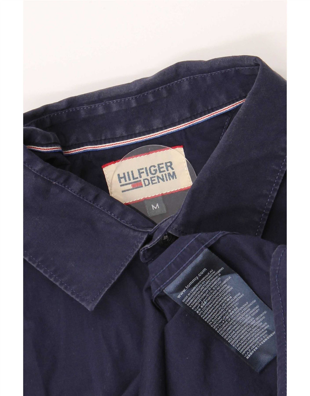 Tommy Hilfiger Herren-Kurzarmhemd, mittelmarineblaue Baumwolle