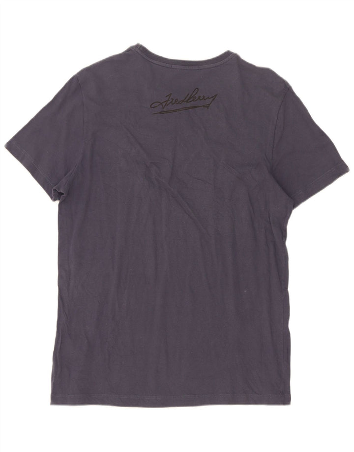 Fred Perry Herren T-Shirt Top Large Marineblau Baumwolle