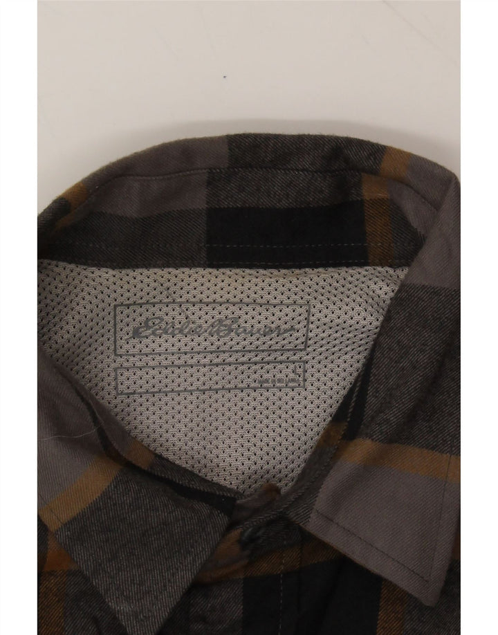 EDDIE BAUER Mens Shirt Large Grey Check Polyester Vintage Eddie Bauer and Second-Hand Eddie Bauer from Messina Hembry 