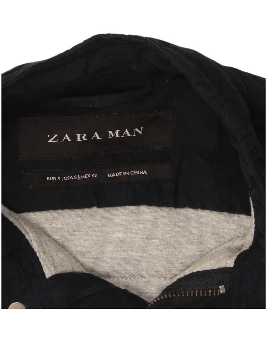 Zara Herren Utility Jacke UK 36 Small Marineblau Polyester