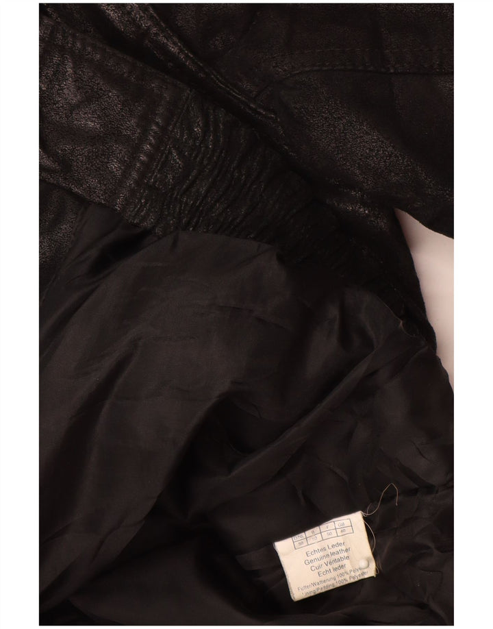 VINTAGE Herren Lederjacke UK 40 Großes schwarzes Colourblock-Leder