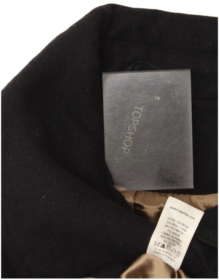 Topshop Damenmantel UK 14 Mittelmarineblaue Wolle
