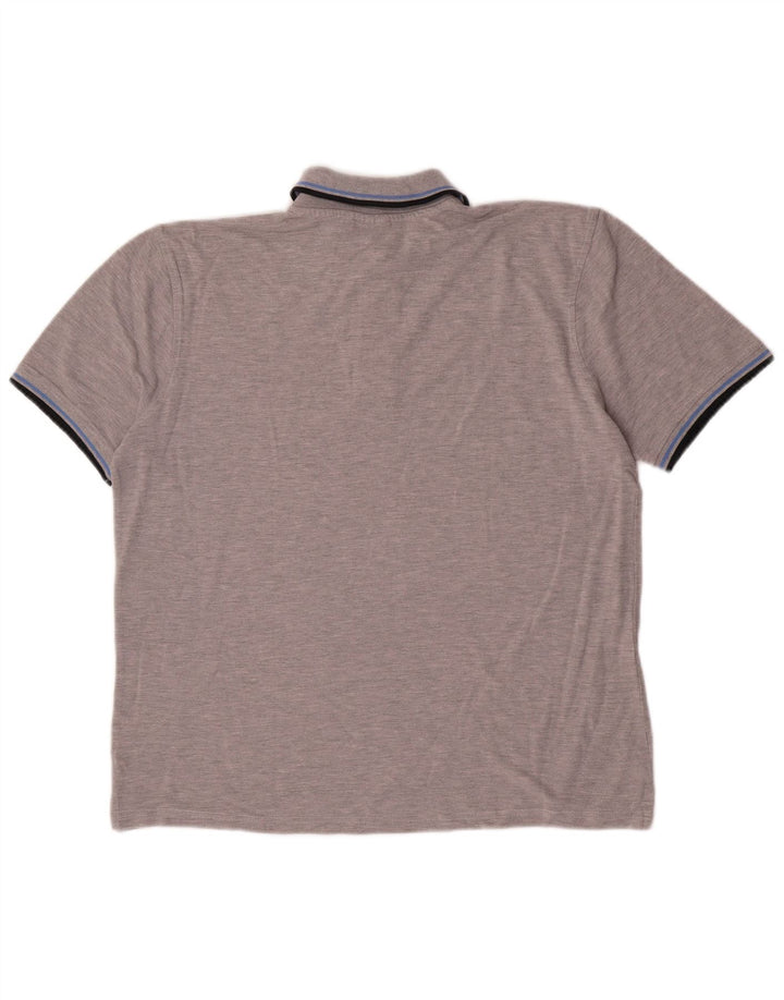 Diadora Herren-Poloshirt, groß, grau gestreift, Baumwolle