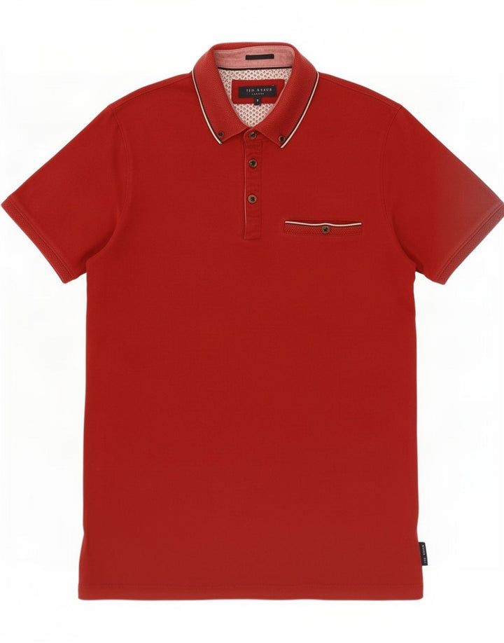 Ted Baker Herren-Poloshirt, Größe 3, Mittelrot