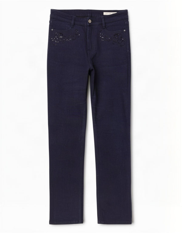 Marks & Spencer Damen Straight Jeans UK 10 Small W30 L29 Marineblau Baumwolle