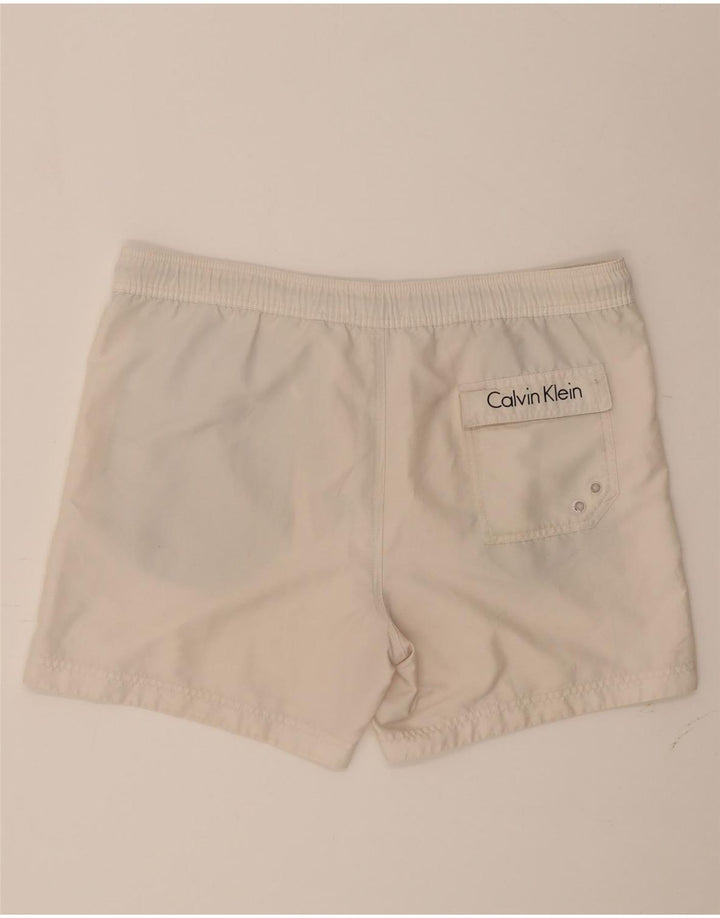CALVIN KLEIN Mens Graphic Swimming Shorts Medium  Off White Colourblock Vintage Calvin Klein and Second-Hand Calvin Klein from Messina Hembry 