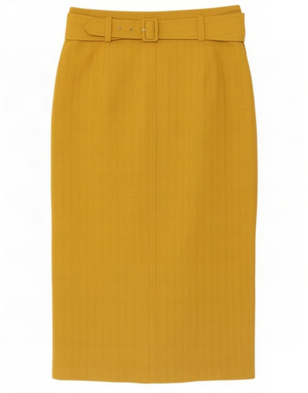 Marks & Spencer Damen Midirock UK 12 Medium W30 Gelb Polyester