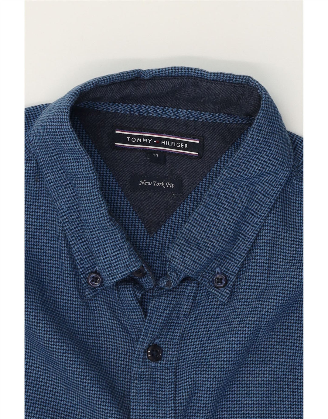 TOMMY HILFIGER Mens New York Fit Flannel Shirt Medium Navy Blue Vintage Tommy Hilfiger and Second-Hand Tommy Hilfiger from Messina Hembry 