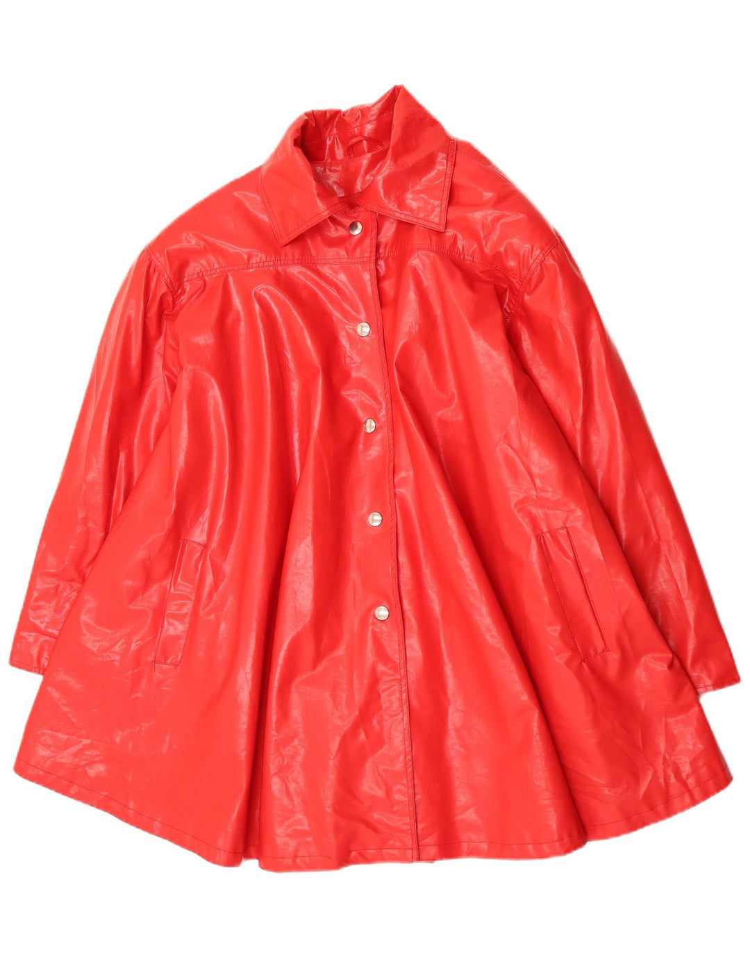 C & A Damen Übergroßer Mantel UK 14 Mittelrotes Polyvinyl