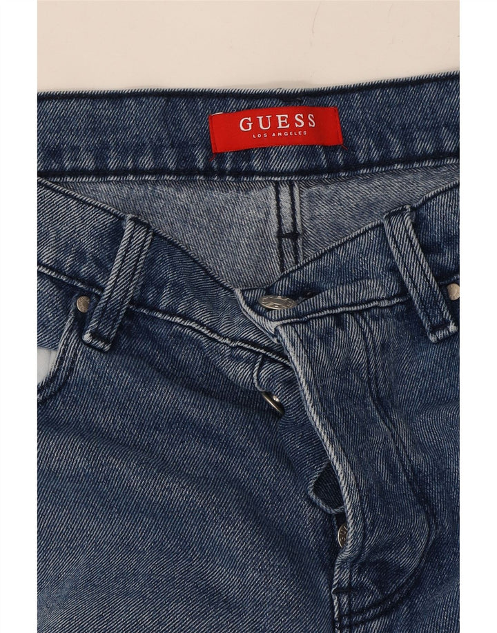 GUESS Womens Crop Distressed Tapered Jeans W31 L26 Blue Polyester Vintage Guess and Second-Hand Guess from Messina Hembry 