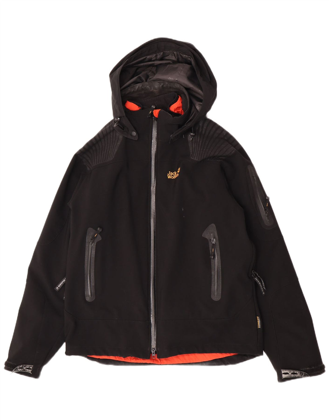 Jack Wolfskin Herren-Windbreakerjacke mit Kapuze, UK 40/42, Größe L, Schwarz, Polyester