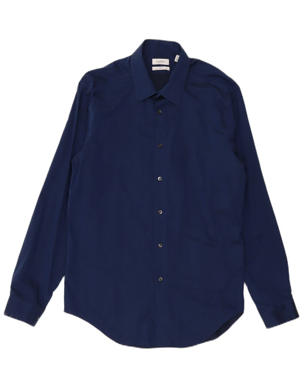 Calvin Klein Herren Slim Fit Hemd UK 16 1/2 Large Marineblau Baumwolle
