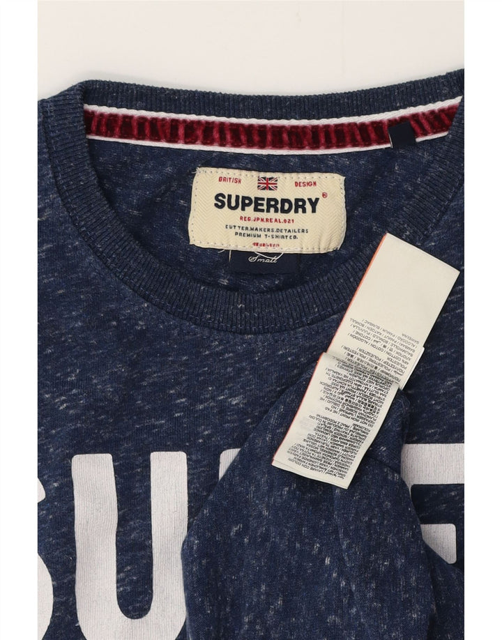 SUPERDRY Herren-T-Shirt mit Grafik, Größe S, marineblau gesprenkelte Baumwolle
