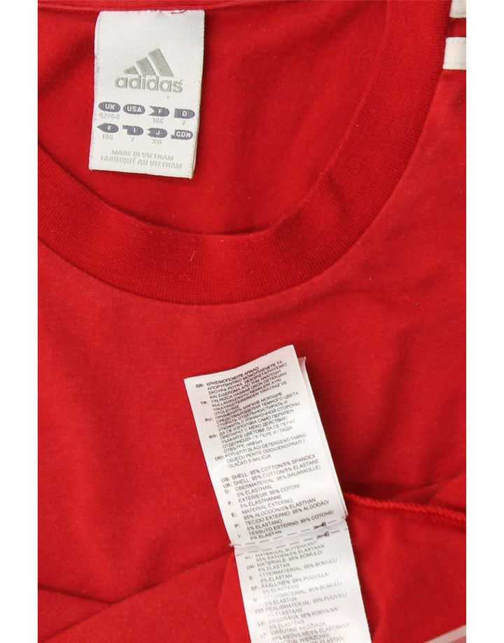 ADIDAS Herren T-Shirt Top UK 42/44 Große rote Colourblock-Baumwolle