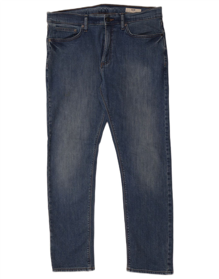 Marks & Spencer Herren Slim Jeans W34 L31 Blaue Baumwolle