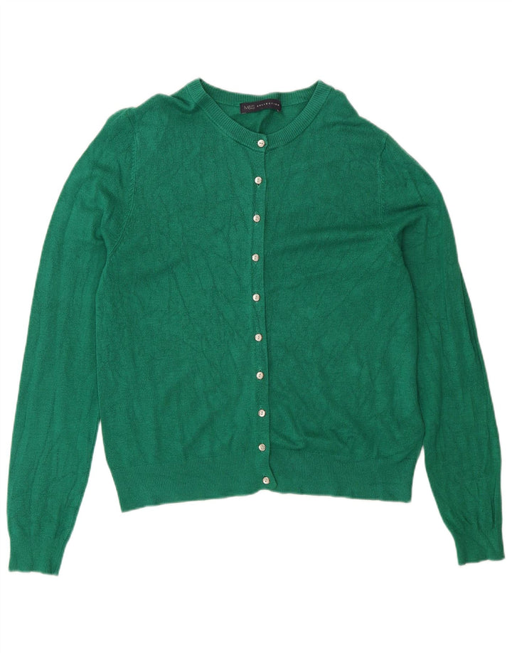 Marks & Spencer Damen-Cardigan-Pullover UK 12 Mittelgrüne Viskose