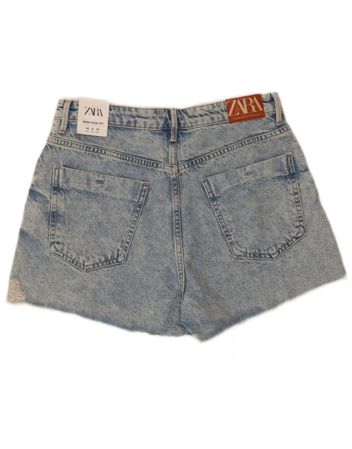 ZARA Damen Distressed Denim Shorts EU 40 Medium W30 Blaue Baumwolle
