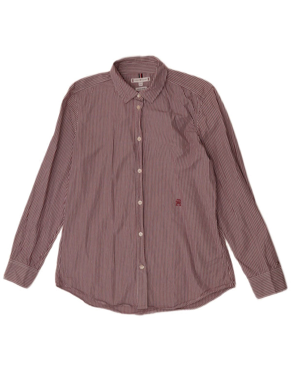Tommy Hilfiger Damenhemd UK 14 Große rot gestreifte Baumwolle