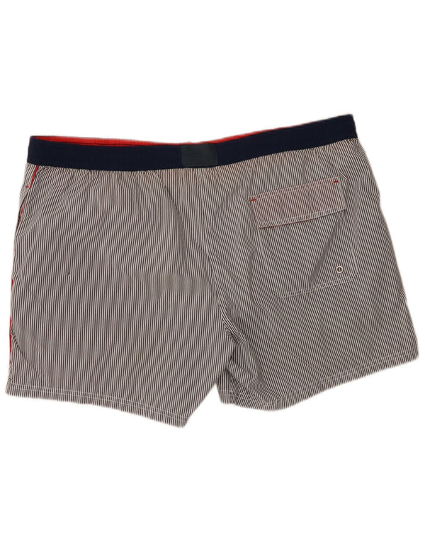Lacoste Herren-Badeshorts XL aus marineblauer Nadelstreifen-Baumwolle