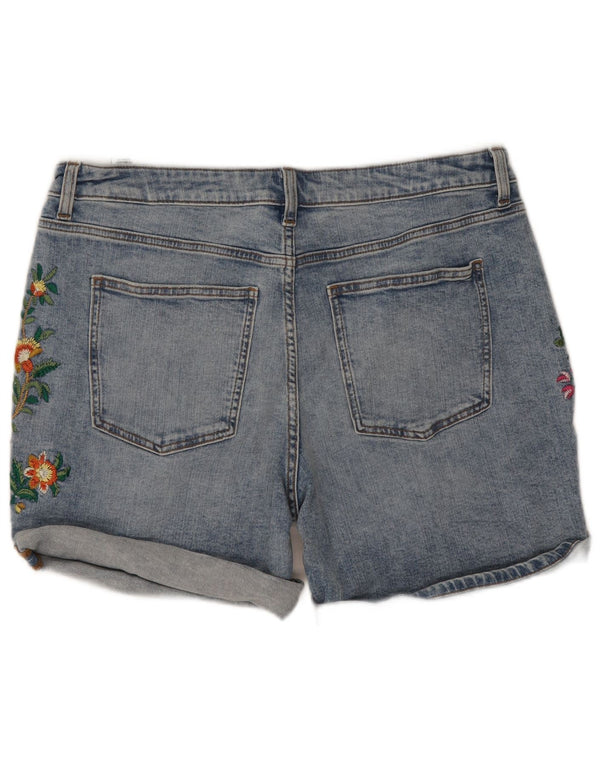 Marks & Spencer Damen Boyfriend-Jeansshorts UK 16 Large W35 Blau geblümt