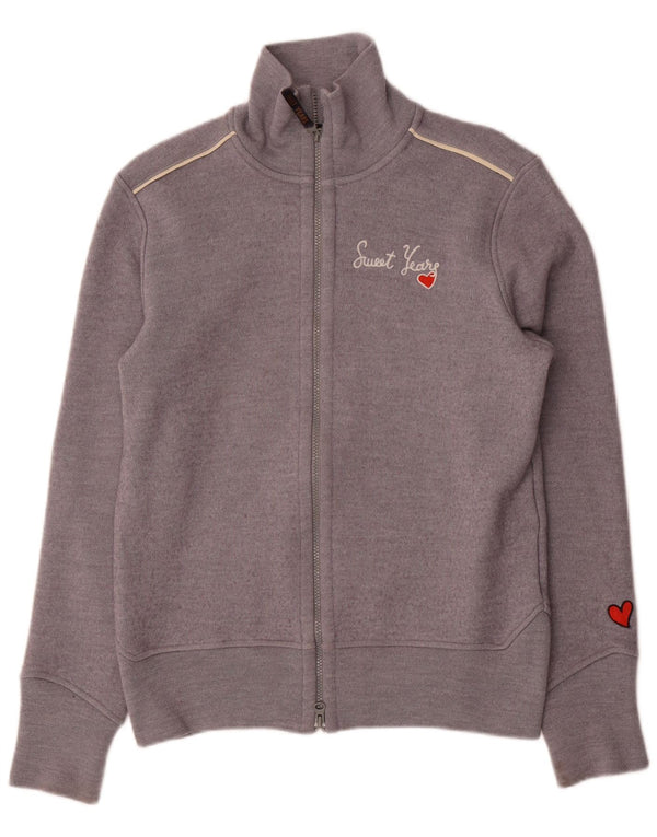 Sweet Years Damen-Cardigan mit Grafik, UK 18, XL, graue Wolle